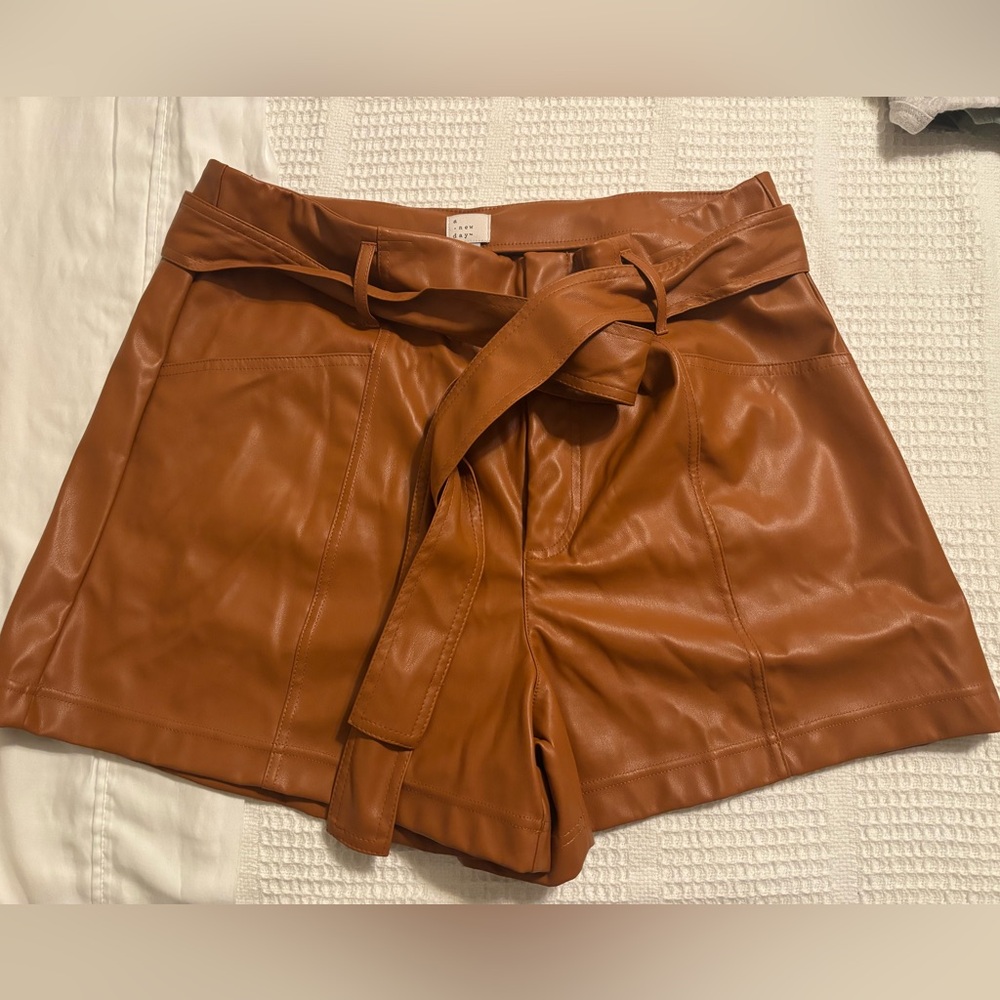 a new day High Waist Tan Leather Shorts